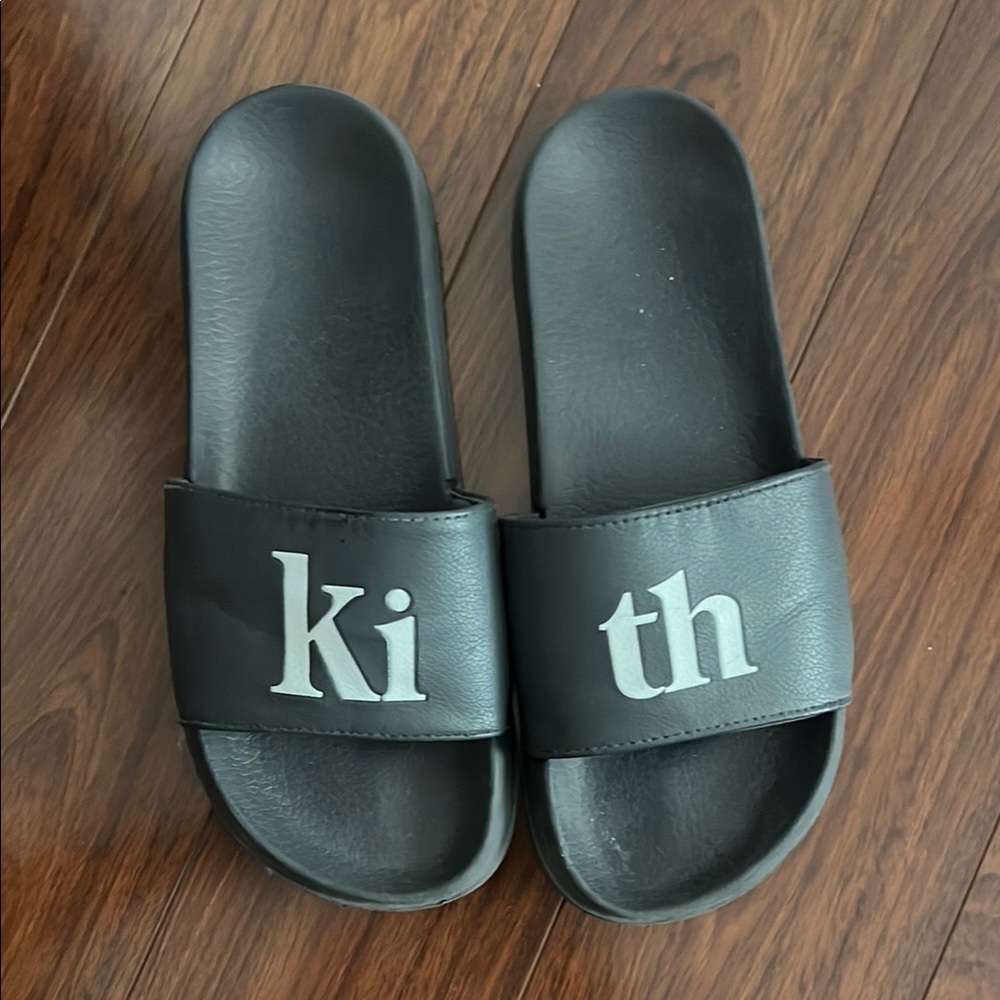 Black Slide Sandals with White Logo